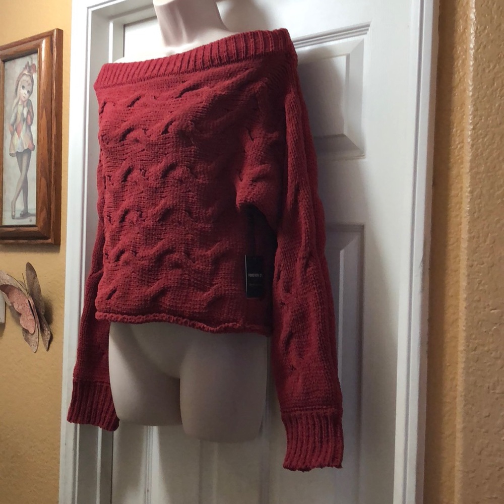 Forever 21 contemporary off shoulder knit sweater